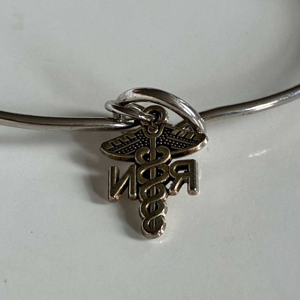 ⚕️RN Charm Open Bangle Silver Tone - Picture 3 of 10
